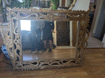 48x65 XXXL Hand carved San Miguel 1930s wood mirror
