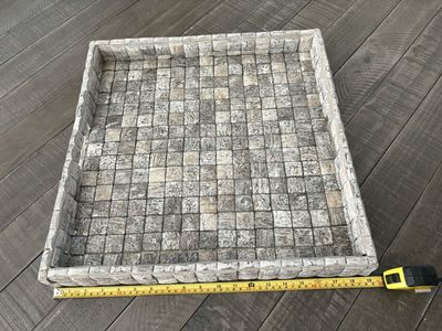 Handmade Decorative Wood Tile Tray - Gray/White 18.5" x 18.5" Square