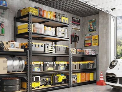 REIBII ADJUSTABLE 5-TIER STORAGE SHELVING UNIT BLACK - 35" X 12" 72