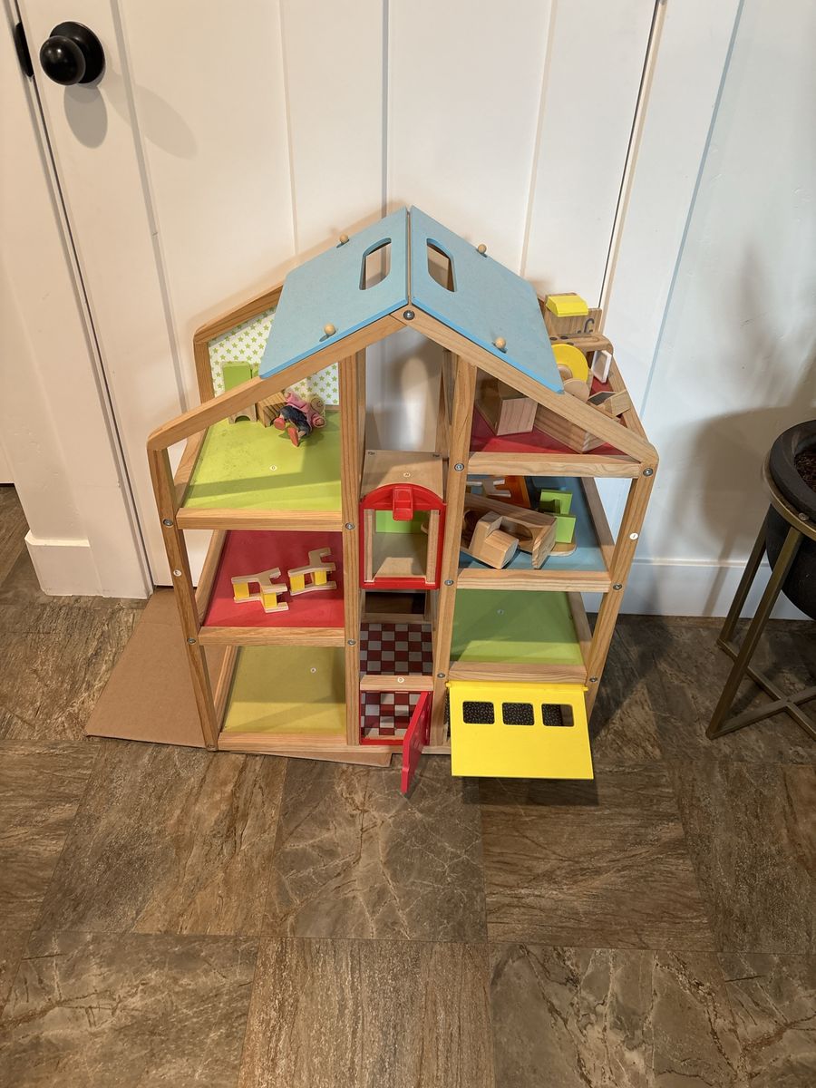 Hape All Seasons Wooden Furnished Dollhouse Playset