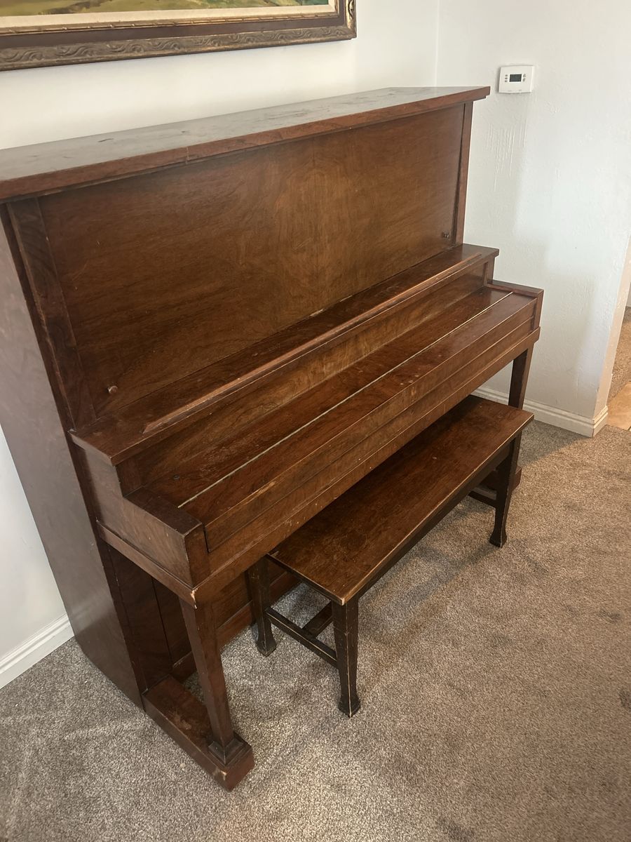 Wentworth Boston Upright Piano with Bench - Vintage Wooden Musical Instrument