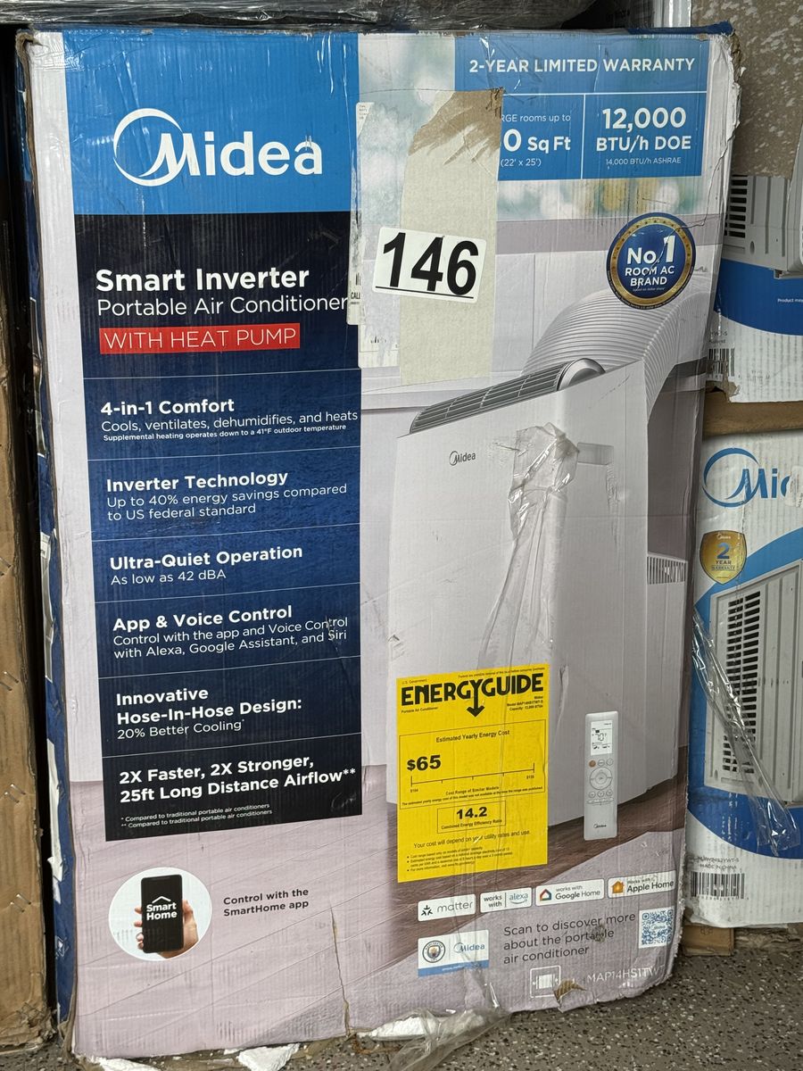 Midea Smart Inverter Portable Air Conditioner with Heat Pump - 12,000 BTU
