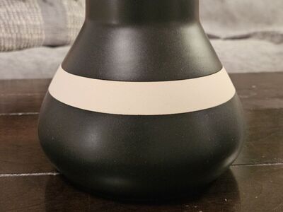 New ceramic vase black with one cream stripe
