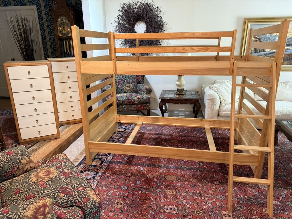 Bunk or Twin Beds with Matching Tall Dressers