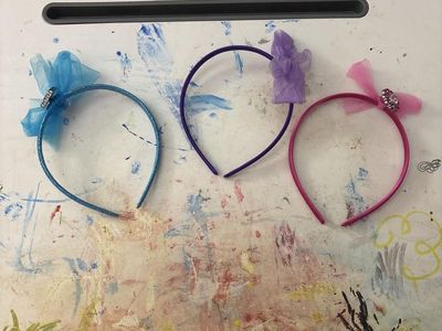 Girls' Bow Headbands - Set of 3 (Pink, Purple, Blue) with Gemstone & Glitter Accents