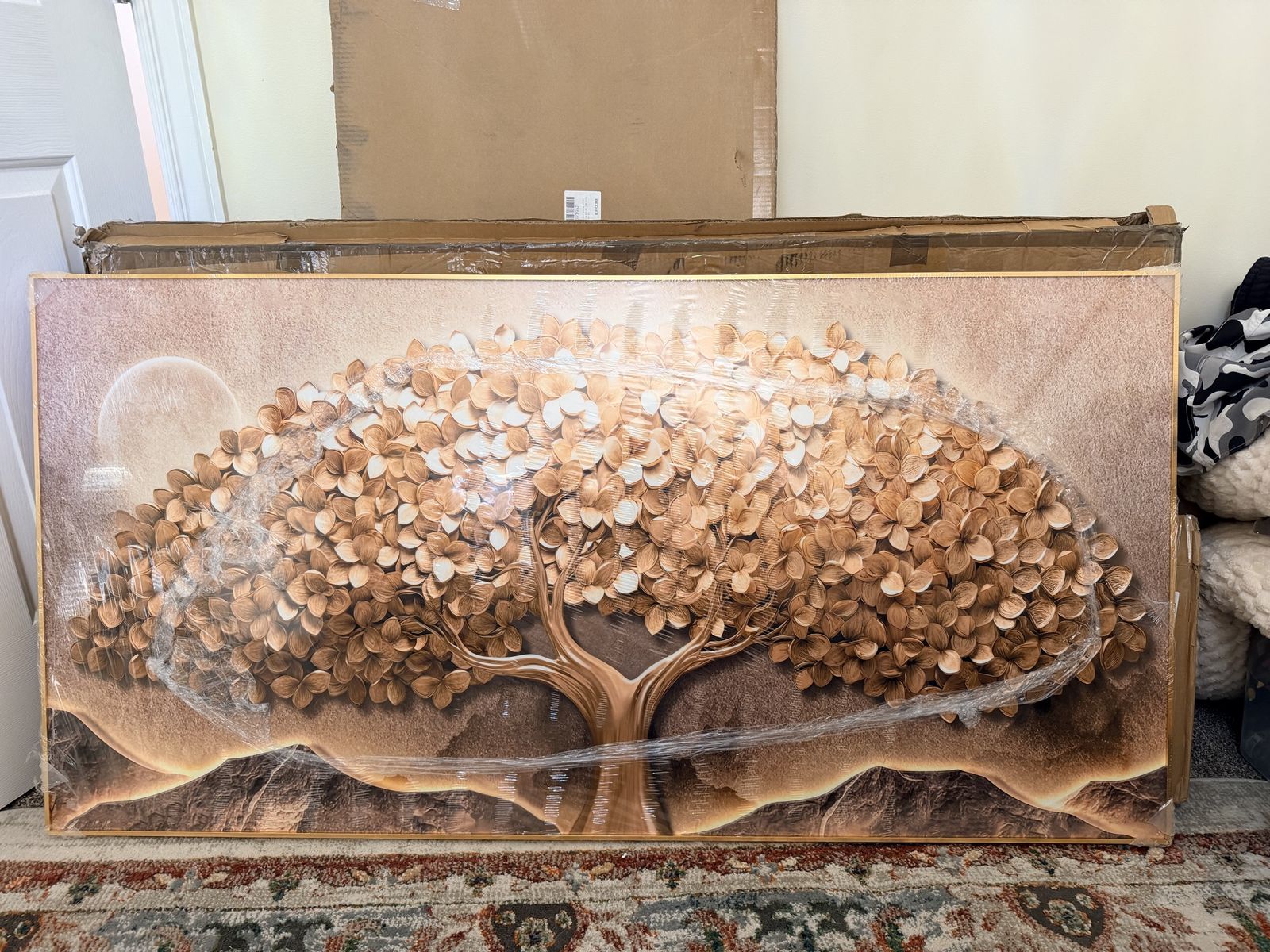 New. Huge 30”x60” Golden Tree Of Life Picture! Brings growth and wealth to your home!