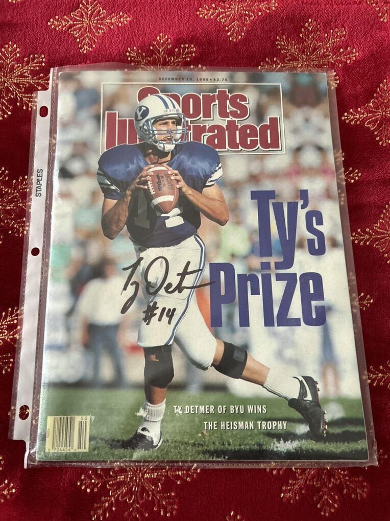 TY DETMER 1990 BYU AUTOGRAPH SI MAGAZINE Heisman