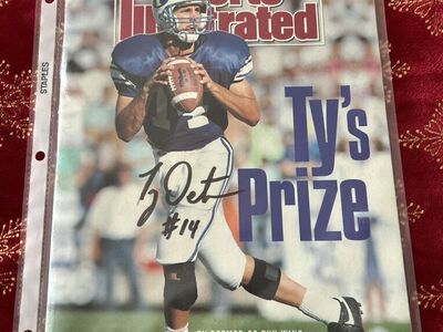 TY DETMER 1990 BYU AUTOGRAPH SI MAGAZINE Heisman