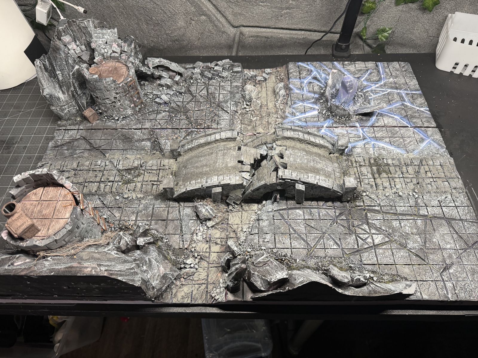 TTRPG battle / D&D / hand-made battle map / "scorched battlefield"/