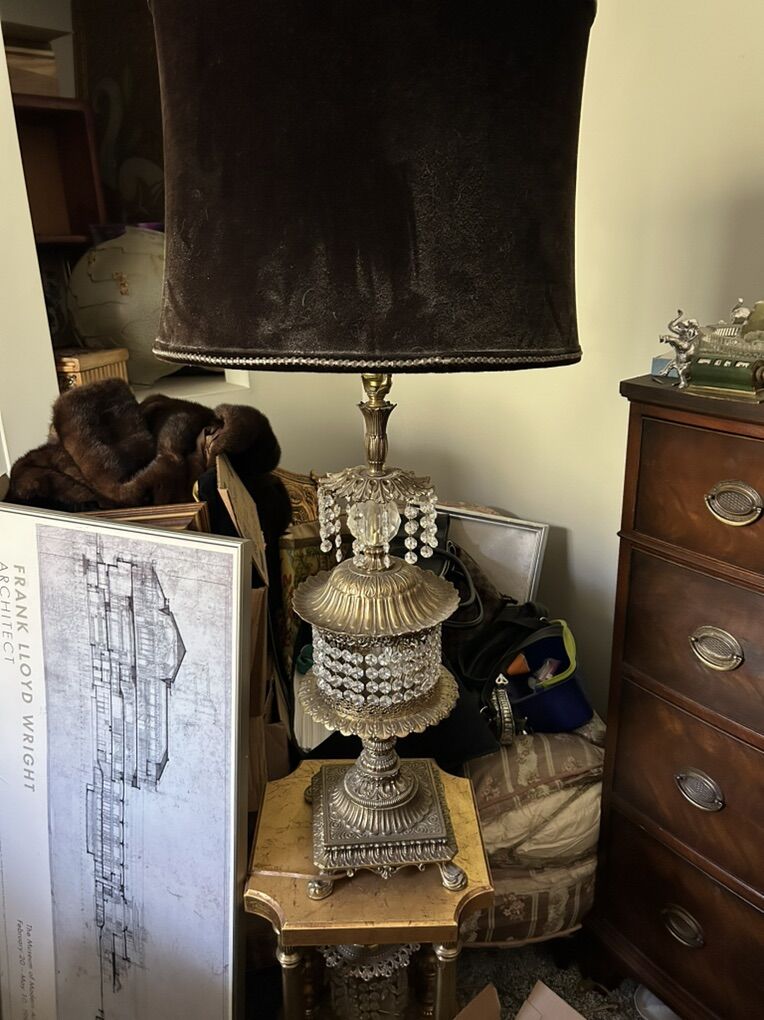 Hollywood Regency vintage Crystal & Brass Lamp