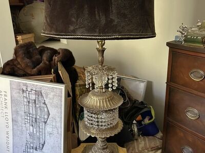 Hollywood Regency vintage Crystal & Brass Lamp