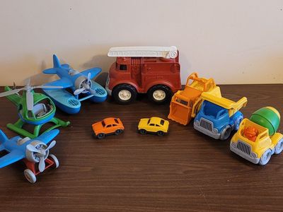Lot of Green Toys vehicles