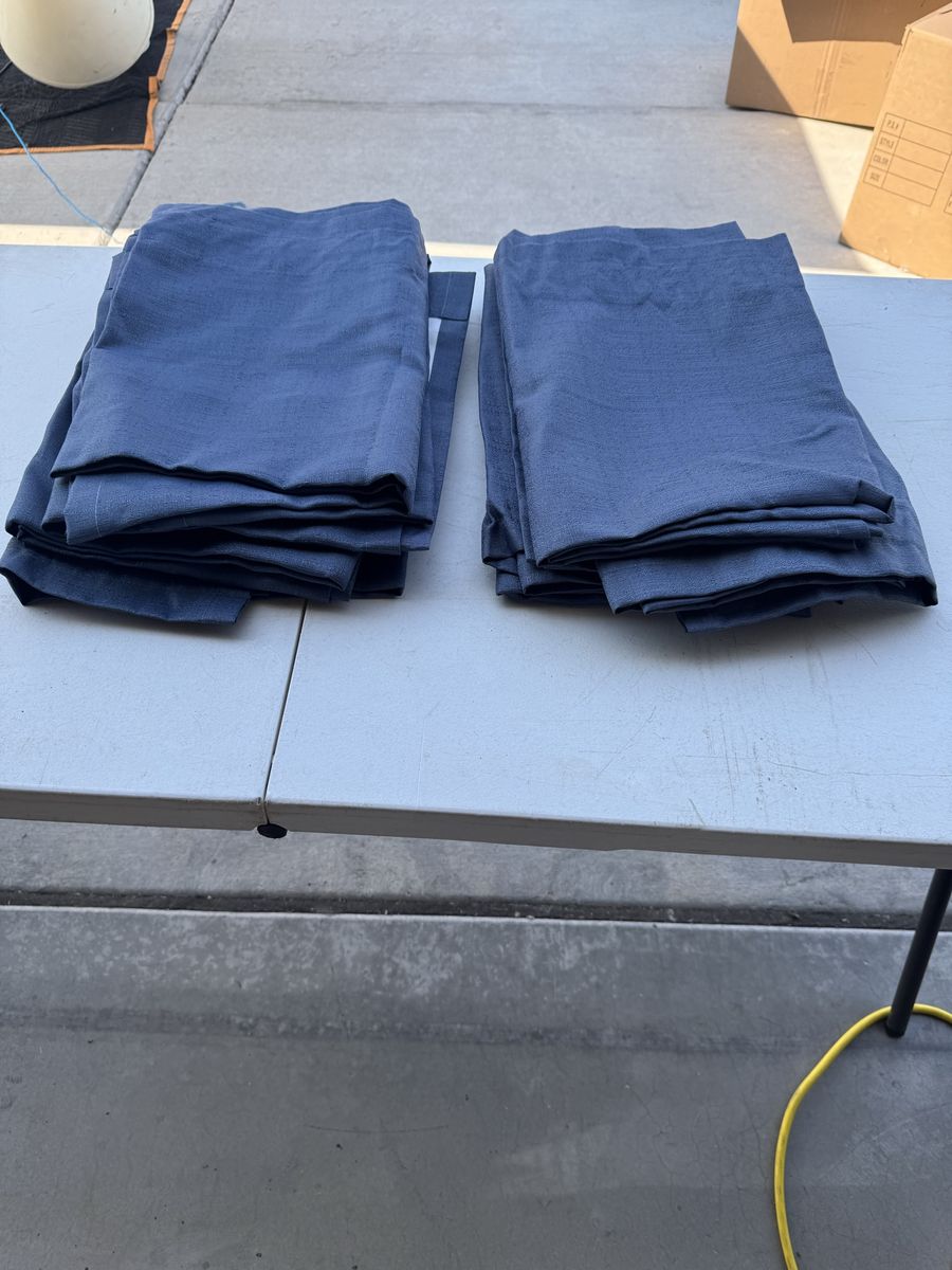 Blue Fabric Window Curtain Panels 8 