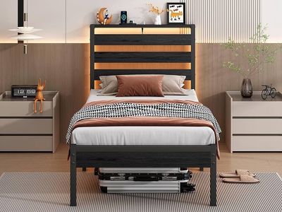 Bed Frame Twin Size with USB Charging Station