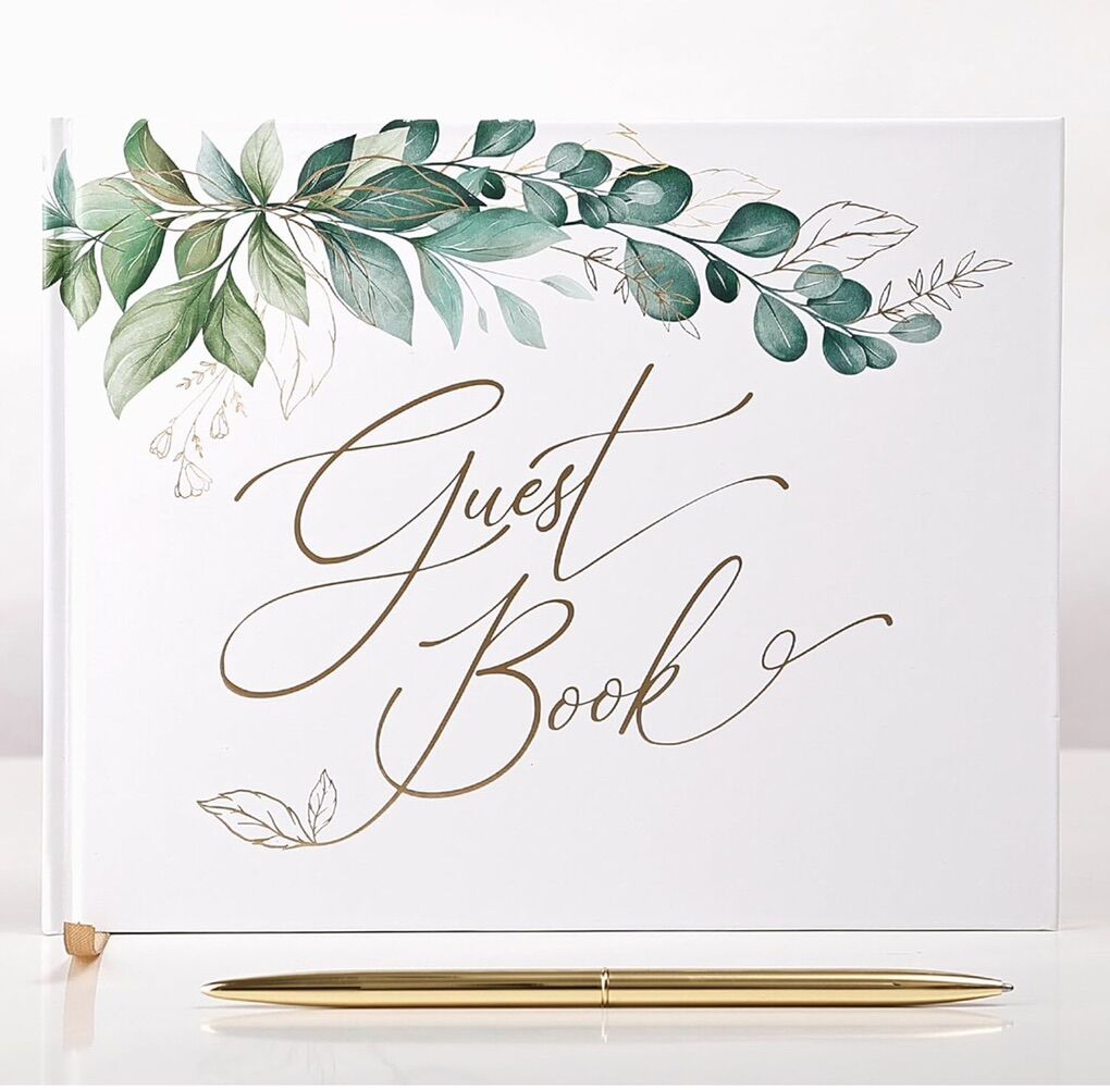 Gold Foil Greenery Wedding Guest Book 7x9
