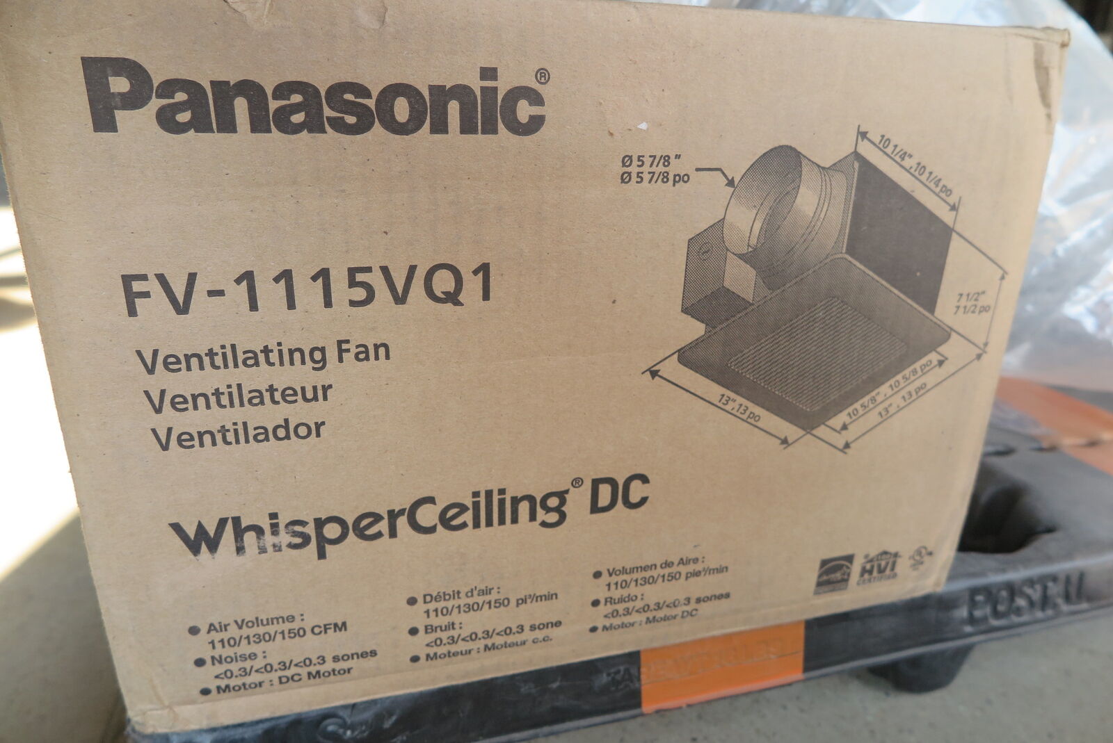 panasonic whisper ventilating ceiling fan fv-1115vq1 dc