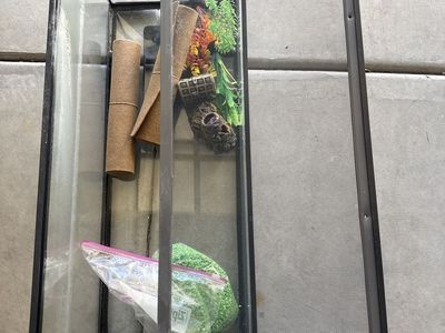 Versatile Glass Tank - Fish Aquarium or Bearded Dragon Terrarium w/ Accessories & Heat Pad