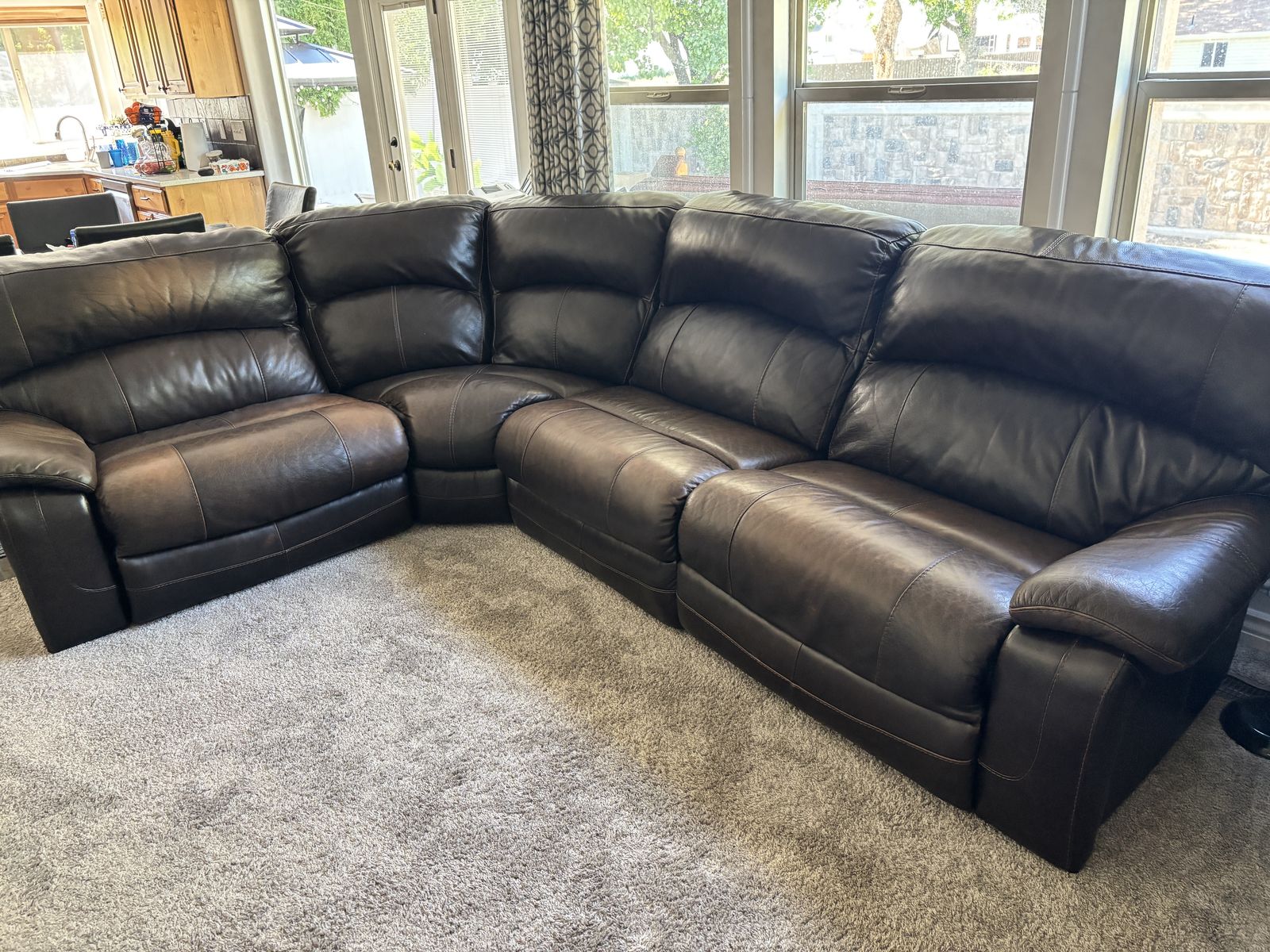 Leather sectional and oversized chair,Power