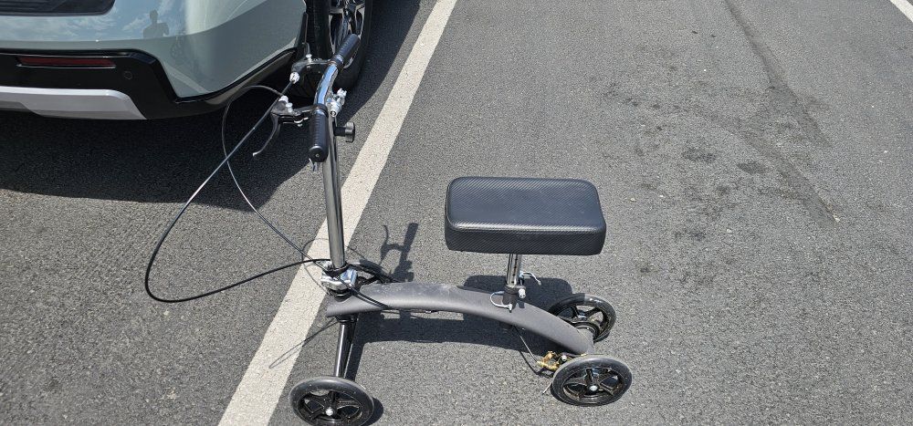 Adjustable Foldable Knee Scooter Mobility Walker with Dual Brakes - Black