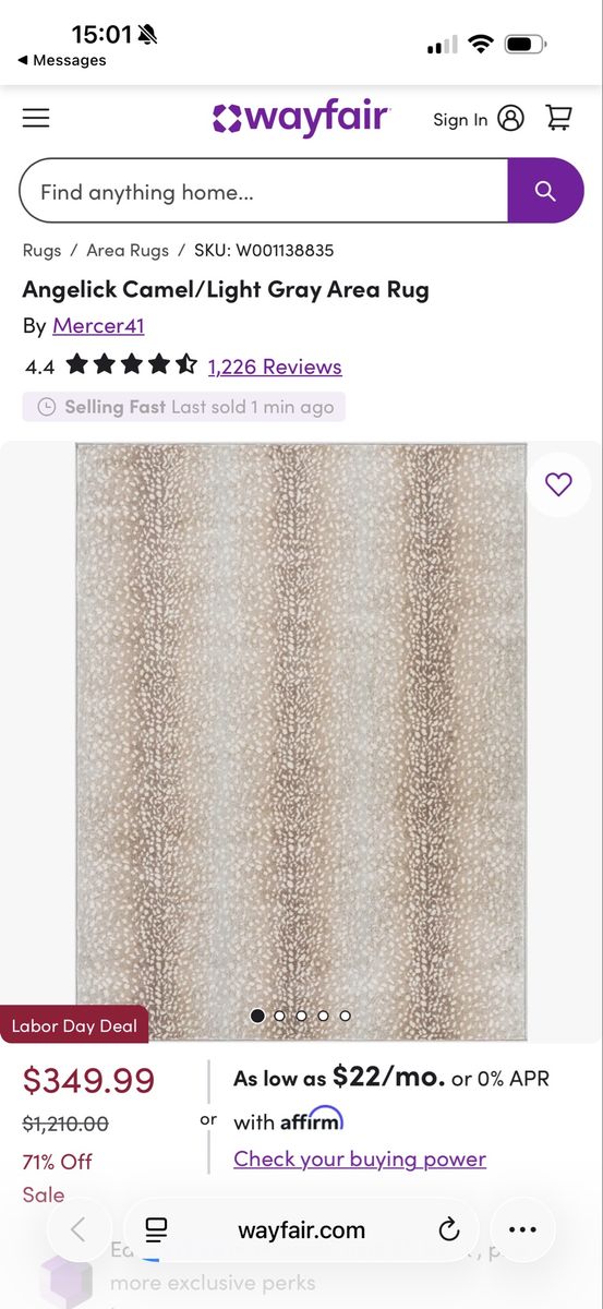 Mercer41 Area Rug + Premium 1/2” Felt Rug Pad