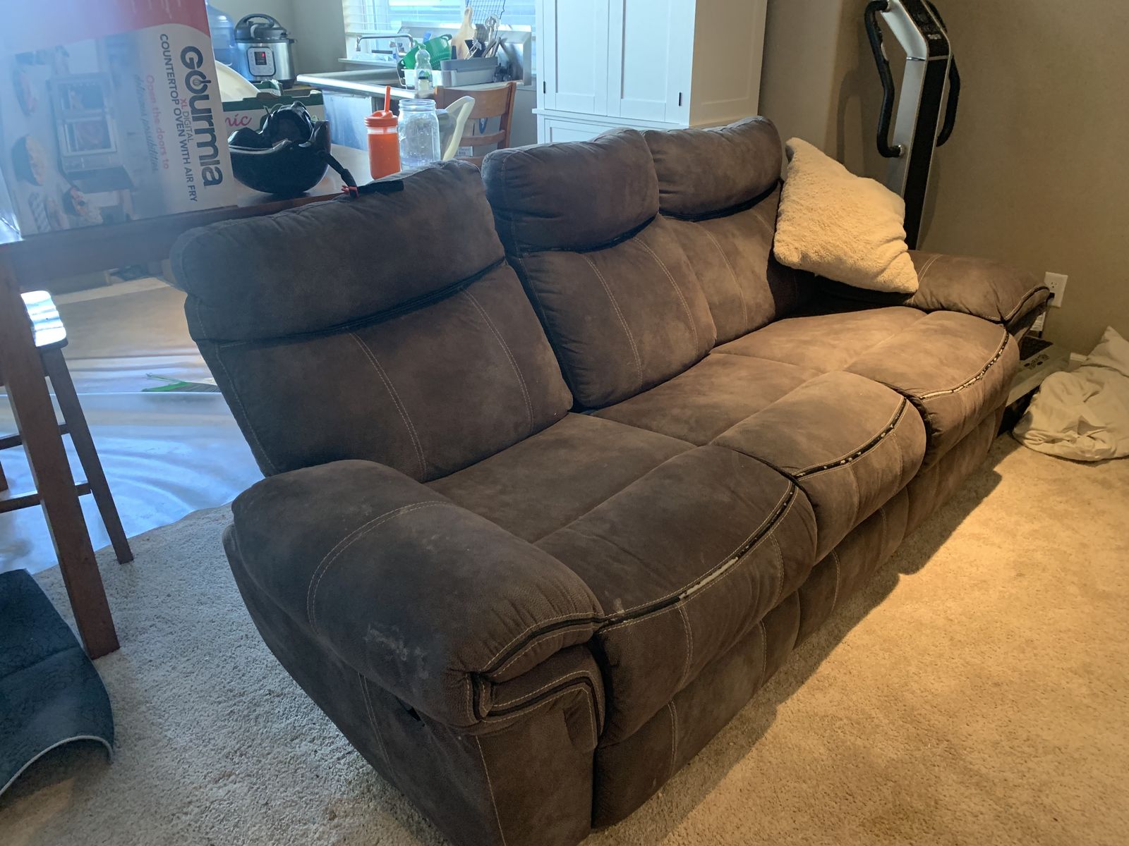 Recliner Couch and Dual Rocking Chair Set