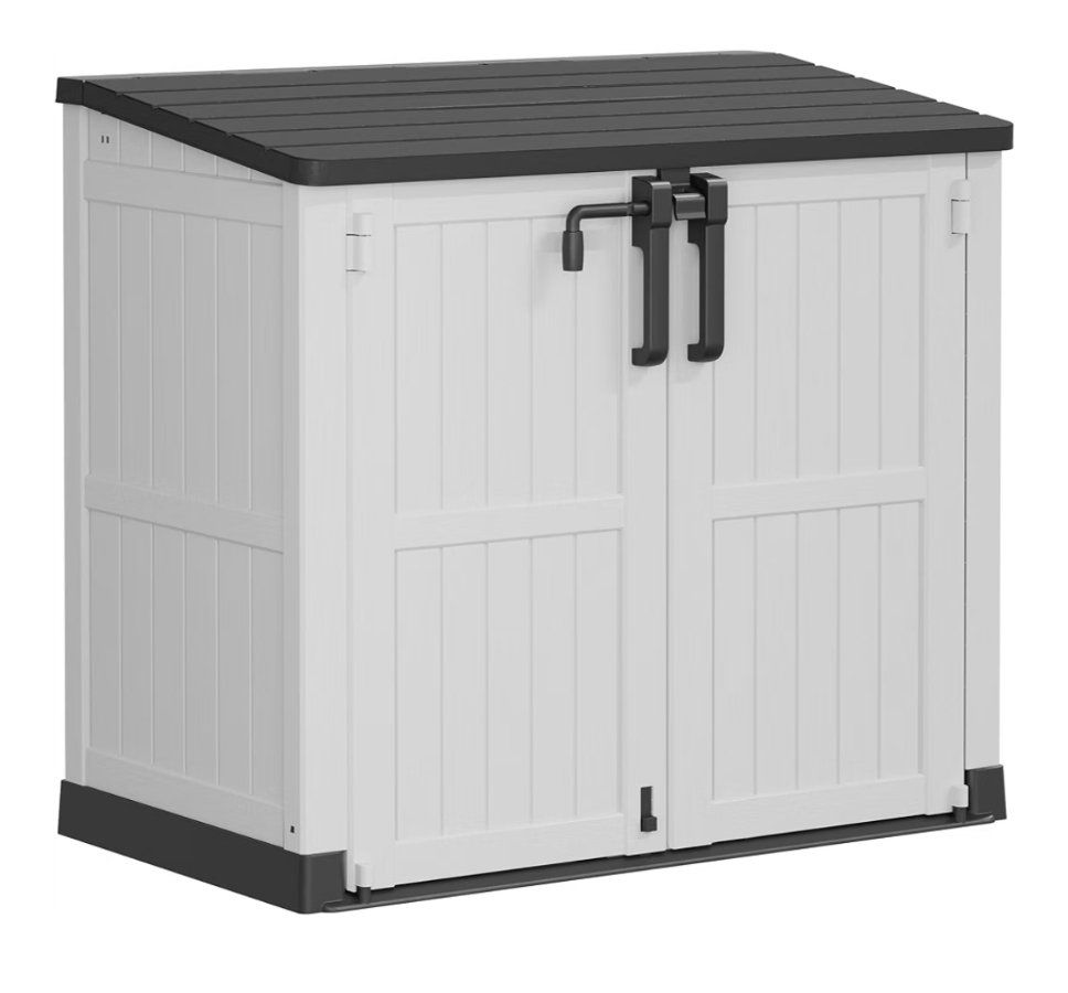 BRAND NEW OUTDOOR RESIN STORAGE SHED IN BOX  51” x 29”.
