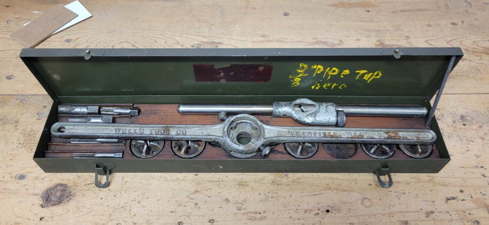 Vintage Wells Tool Co. Greenfield MASS Tap and Die Set with Metal Storage Case