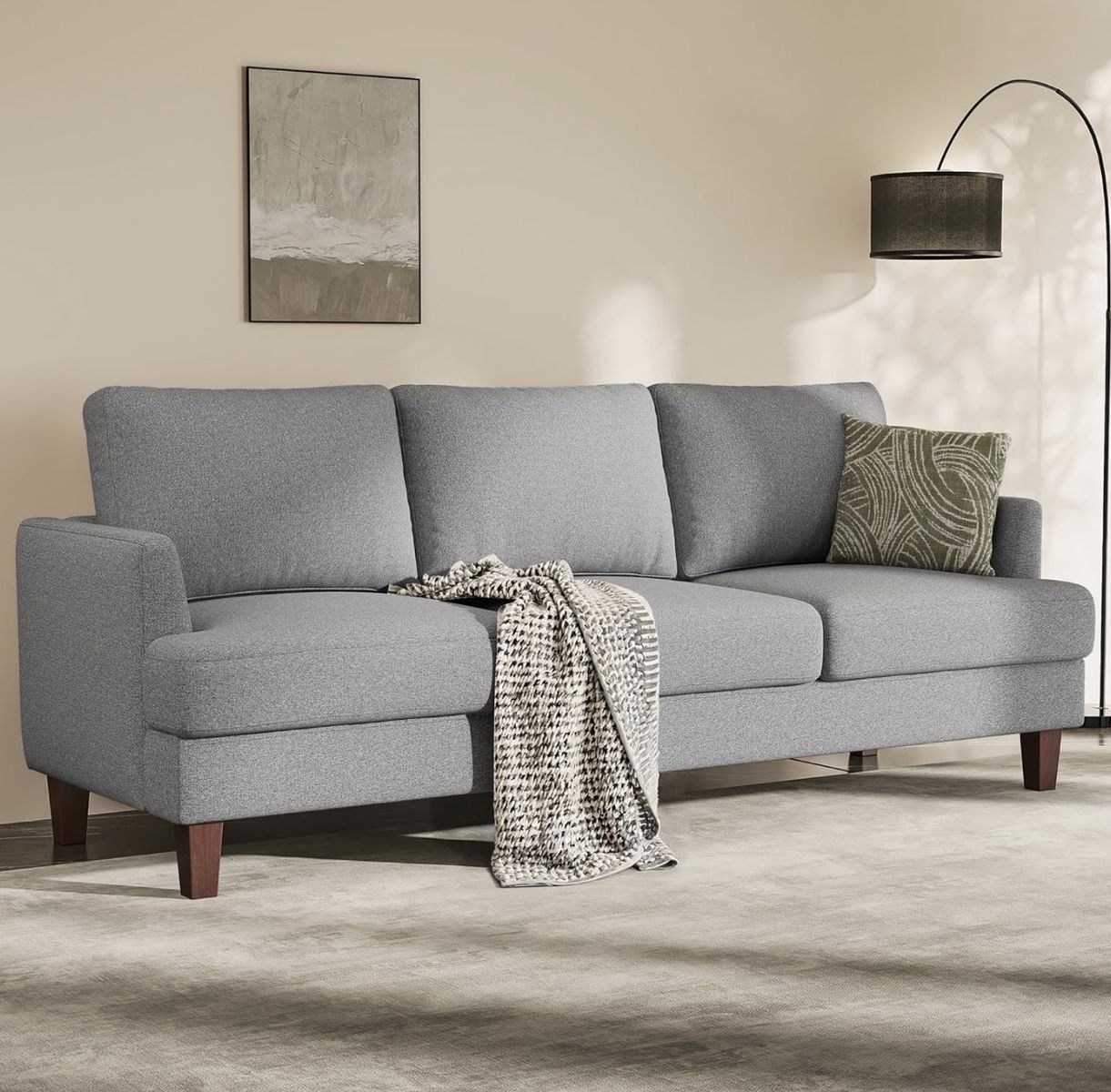 Gray/Blue Deep Seat Modern 89" couch Sofa