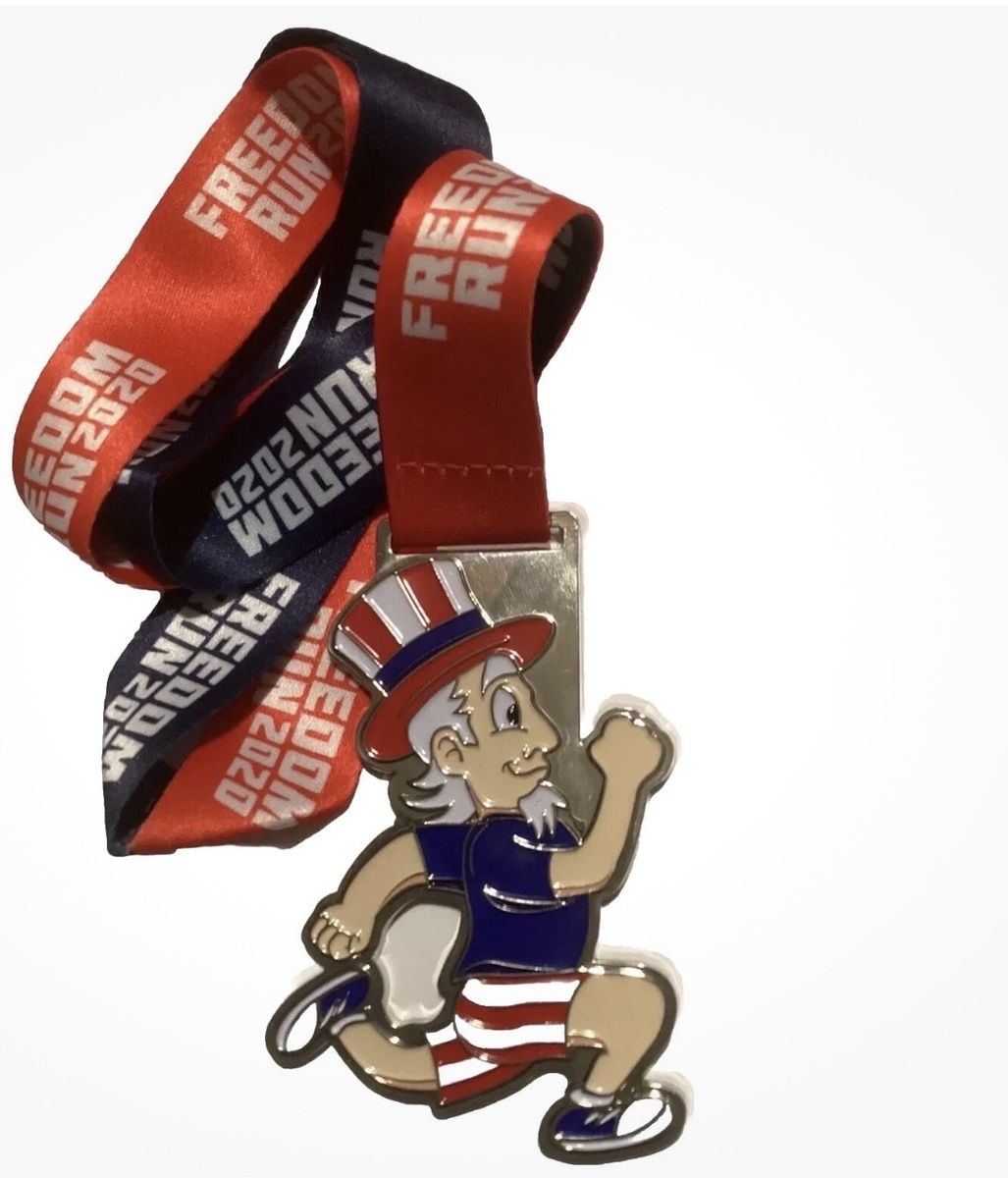 Twenty (20) 2020 Provo Freedom Run Uncle Sam Finisher Medals with Patriotic Red/Blue Ribbon - Collectible Race Swag