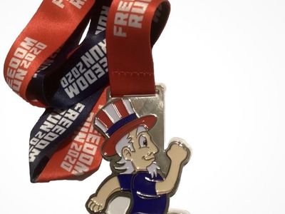 Twenty (20) 2020 Provo Freedom Run Uncle Sam Finisher Medals with Patriotic Red/Blue Ribbon - Collectible Race Swag