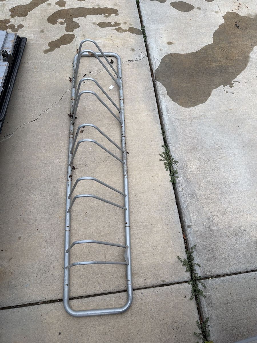 Metal Bike Rack - Holds 5 Bikes, Silver
