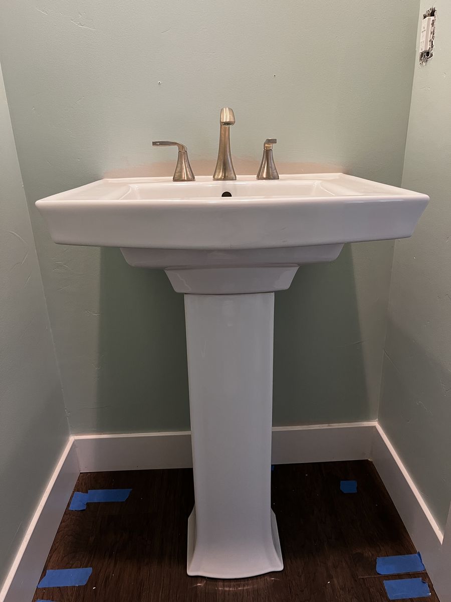 Pedestal Sink, Faucets and Drain- Free.  Rarely used.  Doing a re-model.