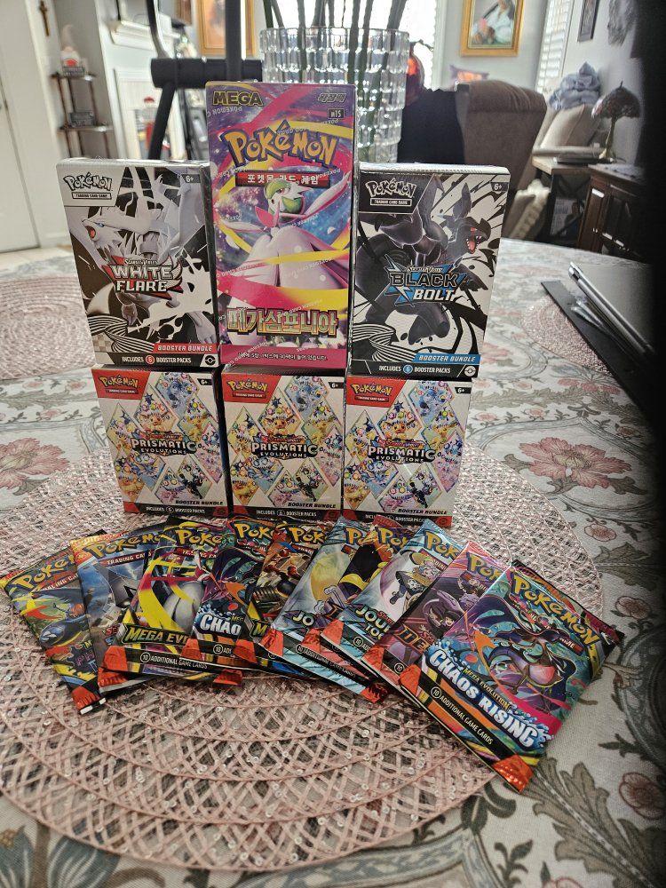 New Pokémon TCG Booster Bundle Lot: White Flare, Black Bolt, Prismatic Evolutions & Mixed Packs