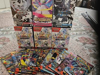 New Pokémon TCG Booster Bundle Lot: White Flare, Black Bolt, Prismatic Evolutions & Mixed Packs
