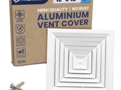 AC Laminare 12"x12" Aluminum Vent Cover - 4-Way Airflow, No Rust, Ultra Quiet