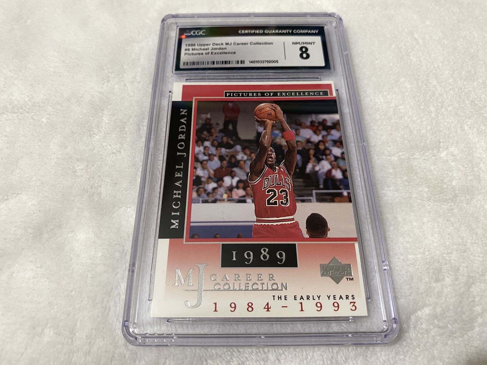 Michael Jordan 1998 Upper Deck MJ Career Collection #6 Pictures of Excellence Grade 8