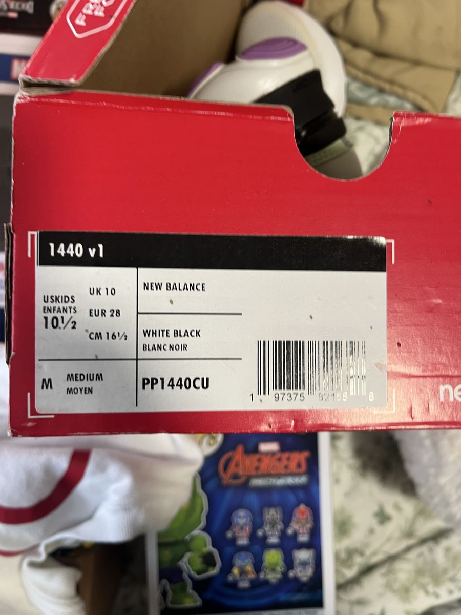 New Balance 1440v1 Kids' US 10.5 M White Black Running Shoes PP1440CU