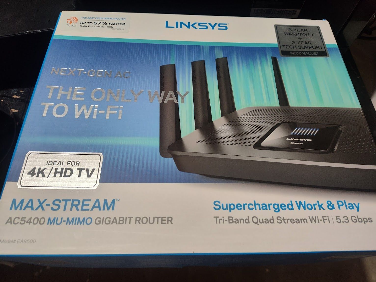 Linksys MAX-STREAM AC5400 Mu-MIMO Gigabit Wireless Router, Tri-band 5.3Gbps EA9500