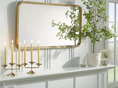 20"x40" Decorative Molding Rectangular Wall Mirror Antique Brass - Hearth & Hand™ with Magnolia