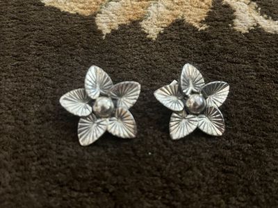 Danecraft' Sterling Silver Flower Clip Earrings - 1940's