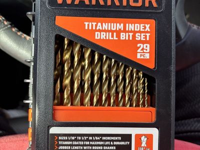 Warrior 29-Piece Titanium Index Drill Bit Set 1/16" to 1/2" - Durable & Versatile for Wood, Metal, Plastic