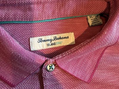 Tommy Bahama ISLANDZONE Men's XL Pink Short Sleeve Collared Polo Shirt - Excellent Condition