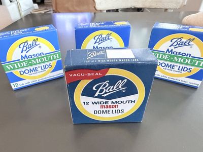 VINTAGE Ball Mason Wide Mouth Dome Lids - Home Canning Jar Lids (4 boxes, 12 lids each)