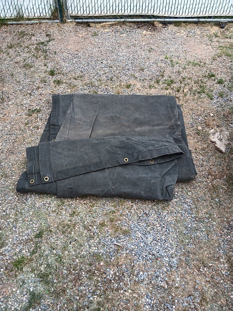 Heavy-Duty Dark Green Canvas Tarp with Metal Grommets - Large, Weather-Resistant