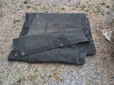 Heavy-Duty Dark Green Canvas Tarp with Metal Grommets - Large, Weather-Resistant