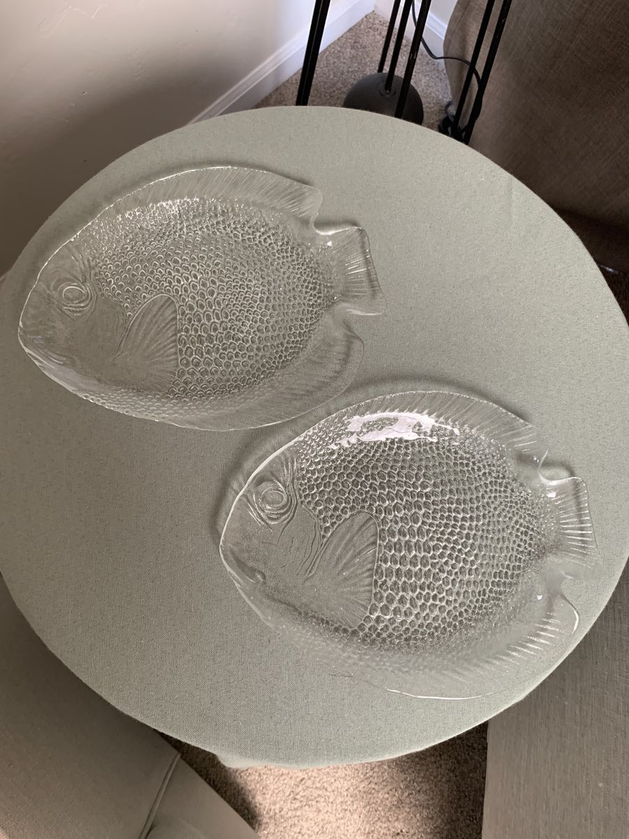2 Glass Fish Plates or Trinket Trays