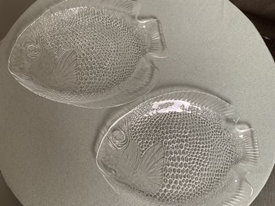 2 Glass Fish Plates or Trinket Trays