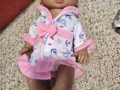 Baby Doll in Pink and White Robe