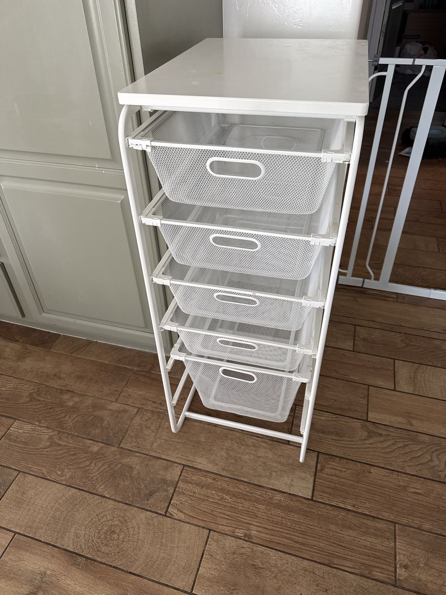 IKEA White Metal Mesh 5-Drawer Storage Unit Organizer 15.5" x 3'3"