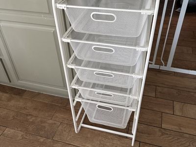IKEA White Metal Mesh 5-Drawer Storage Unit Organizer 15.5" x 3'3"